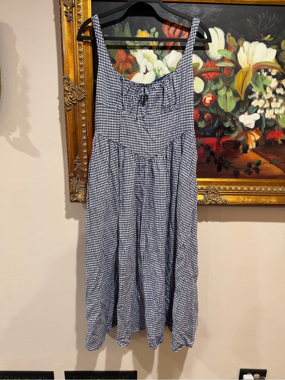 Christian Lacroix linen blend Blue Gingham Midi Dress